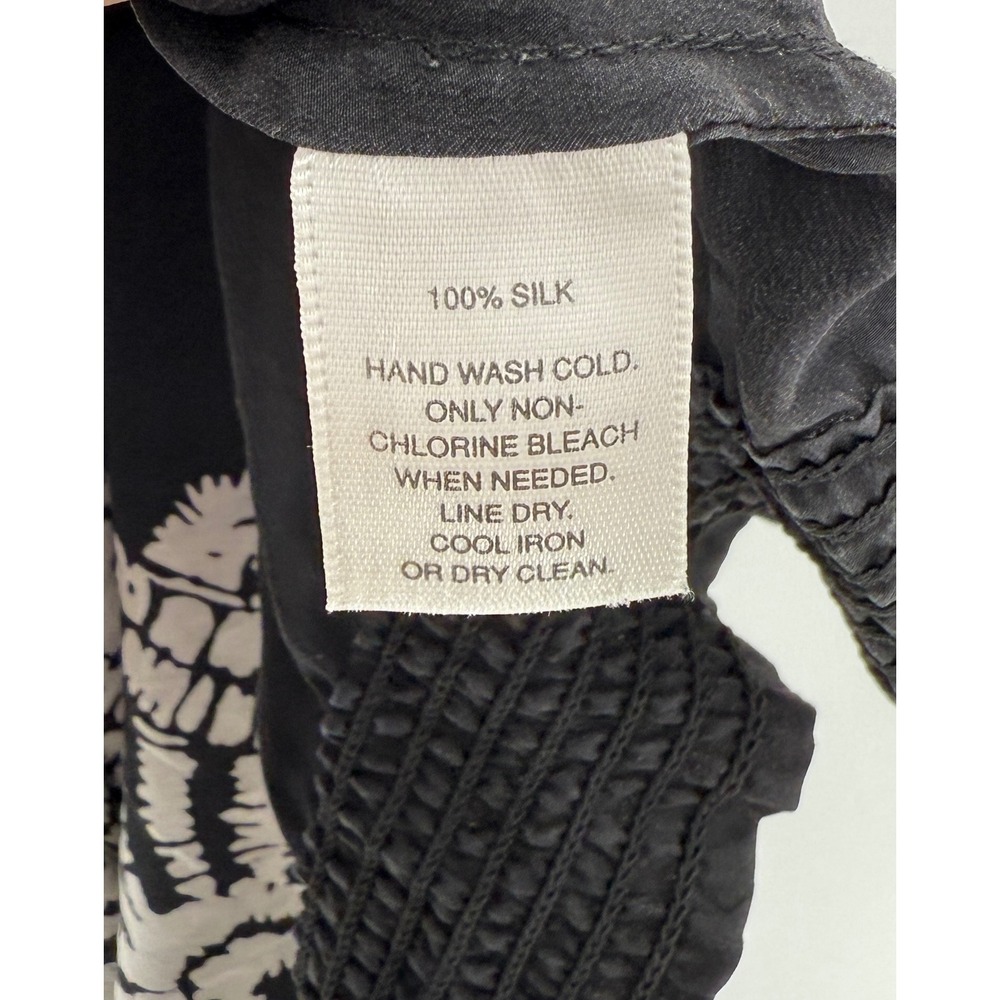 White House Black Market‎ Blouse Top Size S Black White Paisley Off Shoulder - Picture 7 of 10